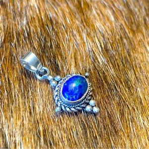Genuine Lapis and Sterling Silver Pendant
